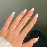 24Pcs Detachable Almond False Nails with Pearl Decoration Elegant Designs French Fake Nails Full Nail Art Tips Press On Nails