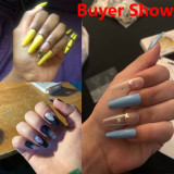 Professional Butterfly fake nails overhead coffin artificial nails tips with designs Long ballet press on nail false nails set