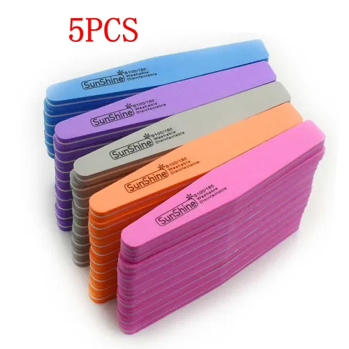 5Pcs Manicure Nail Files For Manicure 80/100 Strong Thick Sandpaper Sanding Nails File Buffs Buffing Grey Boat Nail Care Tool