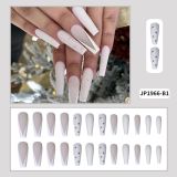 24pcs Fake nails with designs Super Long Ballerina False Nails Wearable Coffin french Nails Full Cover Nail Tips Press On Nails