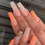 24pcs Fake Nails With Glue Detachable Taiji Long Coffin False Nails Wearable Ballerina Nails Full Cover Nail Tips Press On Nails