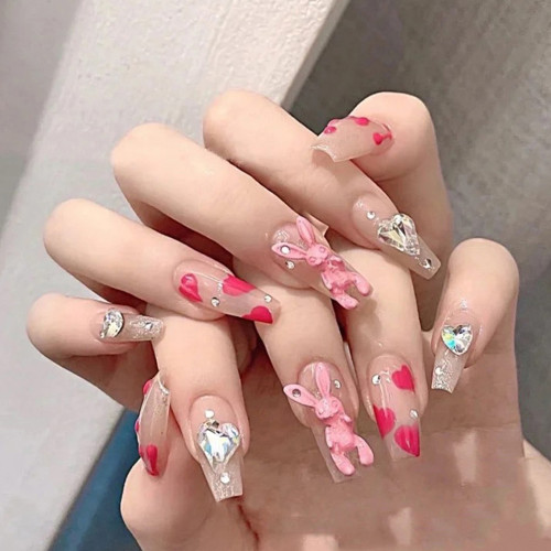 Long Coffin False Nails Aurora Butterfly with designs French Ballerina fake Nails wearable nail stickers Full Cover Nail Tips