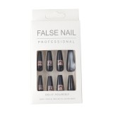 24Pcs Press On Nails Coffin False Nails Sexy Pattern Design Black Long French Ballet Fake Nails Tips for nails Nails Accessories