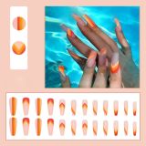 24pcs Fake Nails With Glue Detachable Taiji Long Coffin False Nails Wearable Ballerina Nails Full Cover Nail Tips Press On Nails