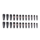 24Pcs Press On Nails Coffin False Nails Sexy Pattern Design Black Long French Ballet Fake Nails Tips for nails Nails Accessories