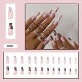 Detachable Golden line manicure fake nails Long Ballerina Nails Wearable Coffin False Nails Full Cover Nail Tips Press On Nails