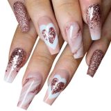 Press On Nail Long Glitter Rhinestone Fake Nails Pre Designs Coffin Ballerina fake nails Supplies For Professionals Wholesale