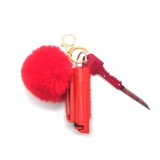 Hot Sale Ladies Safety Defense Pepper Spray Knife faux fur Ball Self Defense Set