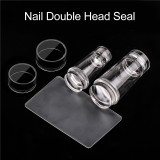 Nail Salon Silicone Transparent Nail Art Stamping Kit French Manicure Plate Stamp Polish Stencil Template Seal Stamper Scraper