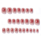 24pcs Cute Short Fake Nail Full Finished Manicure Removable Nail Patch Nude Pink Round Head Full Cover Nails Press on Nails