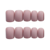 24PCS Matte Pink False Nails With Glue Manicure Nail Stickers Pure Color Fake Nail Short Square Press On Nail Tips Free Shipping