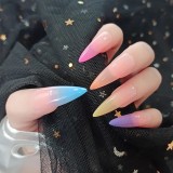 24PCS/box artificial nails with glue Gradients wear long paragraph fashion Manicure False nails press on fake nail tips for girl