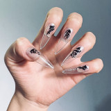 European Style Point Head Fake Nails Black Dragon Pattern Chinese Style Press on Nails Full Finished Lady Women False Nail Tips