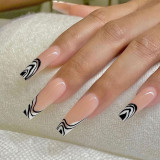European Style Point Head Fake Nails Black Dragon Pattern Chinese Style Press on Nails Full Finished Lady Women False Nail Tips