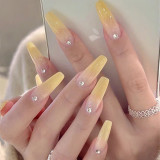 24pcs/box Artificial Nails With Glue Mid-length Fake Nails Gradient Wear Nail Stickers Finished Fake Nails Press On Nails Coffin