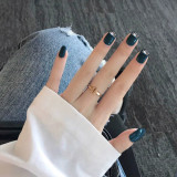 24pcs Women Wearable Full Cover Fake press on Nails Fresh Japanese Style Matcha Green with Shiny Rhinestone fake nails with gule
