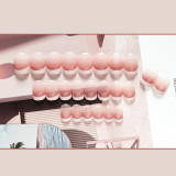 24PCS Press on Nails Gradient Pink French Style Short Fake Nails Girl Nail Art Full Cover Nails Removable Artificial False Nails
