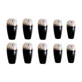 European Coffin Fake Nails Gradient Black Design Nail Patch Dark Style Press On Women Ballerina Acrylic Artificial Nails Tips