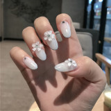Glitter Rhiestones Design Fake Nails Long Coffin Ballet Stick on Nail Art Full Finished Nail Patch Removable Lady Girl Nail Art