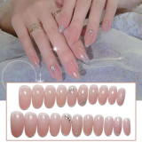 24PCS Press on Nail Pearl Design Pink Color Fake Nails Full Finished Girl Removable Summer Sweet Style False Nails Nail Decor