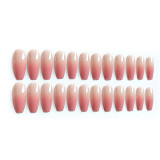 24PCS Pink Gradient Design Press on Nail Coffin Head Detachable Nail Art Decorations Sweet Style Summer False Nail Patches