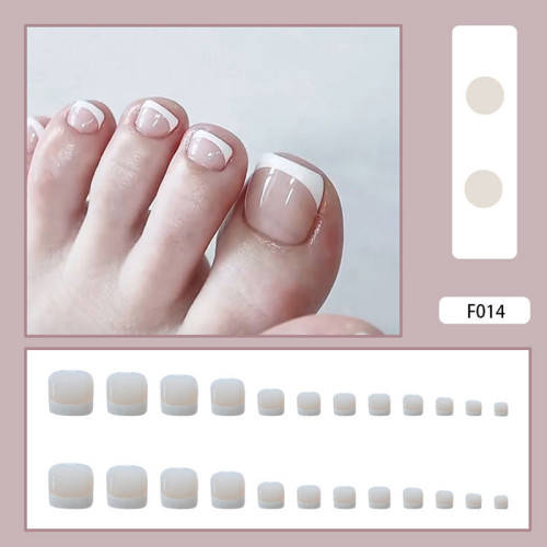 24pcs Fake French ToeNails With Glue Type Removable Square Short Paragraph Nude Color Fashion Manicure False ToeNails Press On D