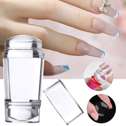 Nail Salon Silicone Transparent Nail Art Stamping Kit French Manicure Plate Stamp Polish Stencil Template Seal Stamper Scraper