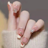 Glitter Rhiestones Design Fake Nails Long Coffin Ballet Stick on Nail Art Full Finished Nail Patch Removable Lady Girl Nail Art