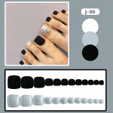 24pcs Fake French ToeNails With Glue Type Removable Square Short Paragraph Nude Color Fashion Manicure False ToeNails Press On D