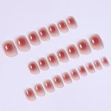 24pcs Cute Short Fake Nail Full Finished Manicure Removable Nail Patch Nude Pink Round Head Full Cover Nails Press on Nails