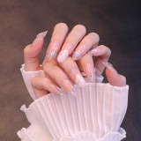 24pcs Full Finished Press on Bride Nail Art Patches 3D Bowknot Design Short Fake Nails lady Nail Salon Decorations False Nails