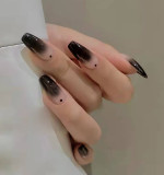 European Coffin Fake Nails Gradient Black Design Nail Patch Dark Style Press On Women Ballerina Acrylic Artificial Nails Tips