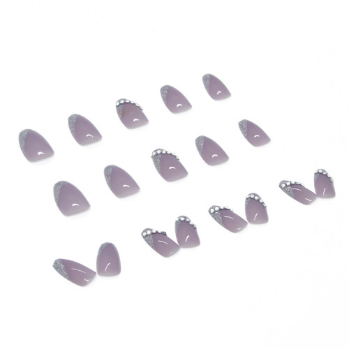 French Purple Mid-length Ballet Wearable Fake Nails Press On Nail Tips Suitable Girl Woman Summer Decoration Fingernail Tips