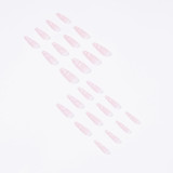 Pink Color Ballet Fake Nails with White Clouds Design Full Finished Nail Patch 24PCS Press On Nail Tips Nail Art Decorations