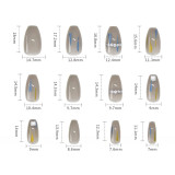 24PCS Press on Nails Shiny Rhinestones Design Coffin Fake Nails Ballerina Acrylic Artificial Nails Wearable nail art decoration