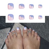 24pcs Fake Nails With Glue False ToeNails Summer Simple Wearing Nail Art Pattern Removable Nail Press On Nails Square DL