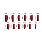 24Pcs Coffin Press on Nails Full Finished Deep Red False Nails Cherry Pattern Fake Nails for Women and Girls Fake Nail Patch