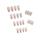 24pcs Bow Love Heart Printed Design False Nails Patch with Glue Women Manicure False Nails Patch with Glue Press On Nails Tips