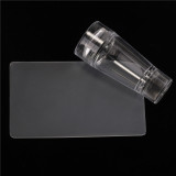 Nail Salon Silicone Transparent Nail Art Stamping Kit French Manicure Plate Stamp Polish Stencil Template Seal Stamper Scraper