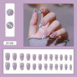 French Purple Mid-length Ballet Wearable Fake Nails Press On Nail Tips Suitable Girl Woman Summer Decoration Fingernail Tips