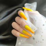 24pcs/box Artificial Nails With Glue Mid-length Fake Nails Gradient Wear Nail Stickers Finished Fake Nails Press On Nails Coffin