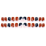 Full Finished Graffiti Fake Nail Simple Style Short Paragraph Manicure Nail Art False Nail Full Cover Stick On Finger Nails 24pc