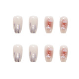 24PCS New Clouds Print Ballerina False Nails Shiny Style Coffin Head Press on Nails for Women Girls Removable Detachable Decor