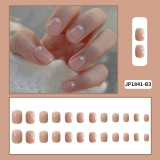 24pcs glitter Fake Nails Short Skin Tone and Pearl design pree on nail tips Wear Nail Art Finished fake Nails With Glue for girl