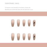 24pcs Rhinestone Inlaid Nail Patch  Shiny Glue Type Removable Long Paragraph Fashion Manicure Save Time False Nail Patch DL