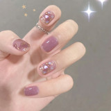 Cat Eye Press On Nails Shiny Rainbow Fake Nail Sweet Style Full Finished Nail Piece Shiny Rainbow Fake Nail Wearable for Girl
