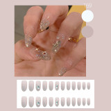Super Shiny Rhinestones Design Fake Nail Long Pointed Head Korean Style Press on Nails Full Finished False Nails Patch Nail Art