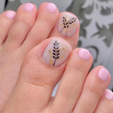 24 PCS Toe Acrylic Fake Toe Nails With Floral Design False Nails Blue Color Press on Toe Nail for DIY Manicure Nail Salon Tool