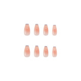 24PCS Sweet Fake Nails Long Pointed Head Clear Full Cover Nails Suitable Fairy Girls Decor Wearable Finished Nail Piece TI