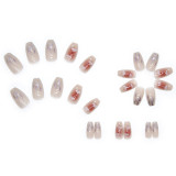 24PCS New Clouds Print Ballerina False Nails Shiny Style Coffin Head Press on Nails for Women Girls Removable Detachable Decor